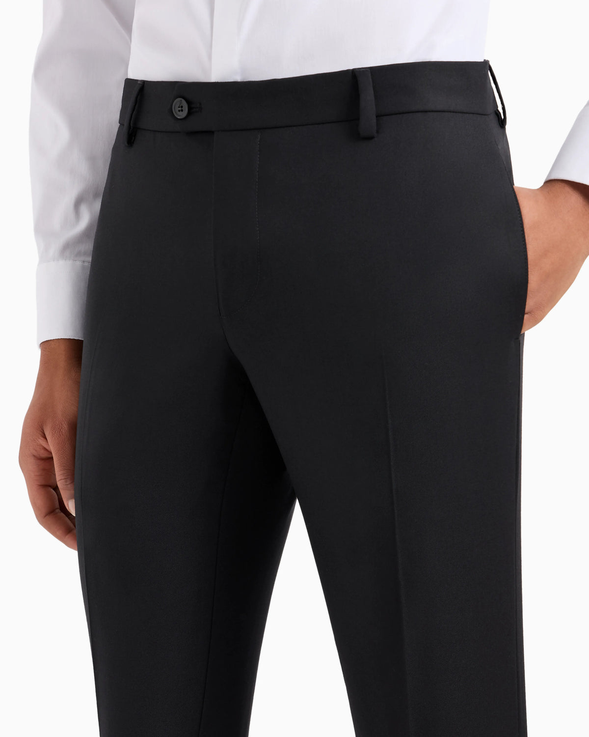 Slim fit virgin wool trousers with crease Essential
