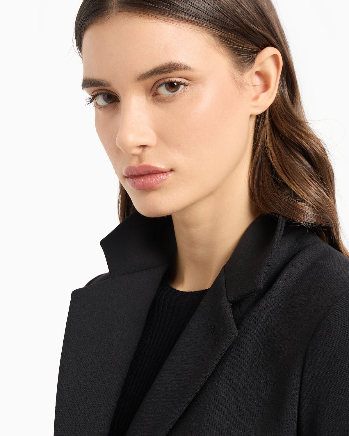 Jacket with lapels in grain de poudre wool