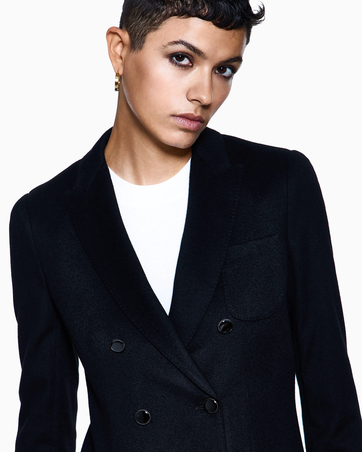 Double-breasted jacket in virgin wool and cashmere