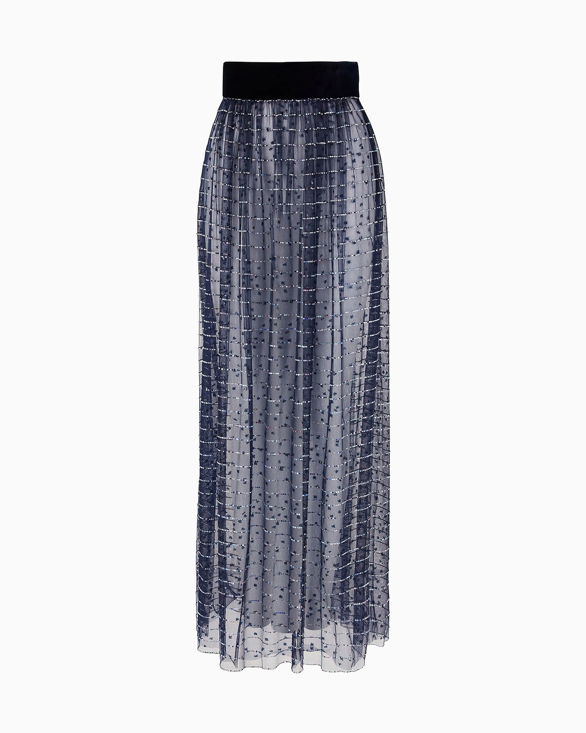 Embroidered tulle long skirt