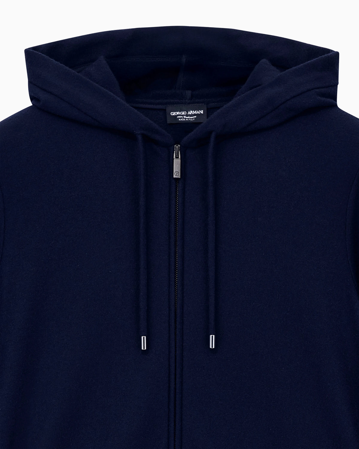 Cashmere Jersey Hoodie with Front Zipper