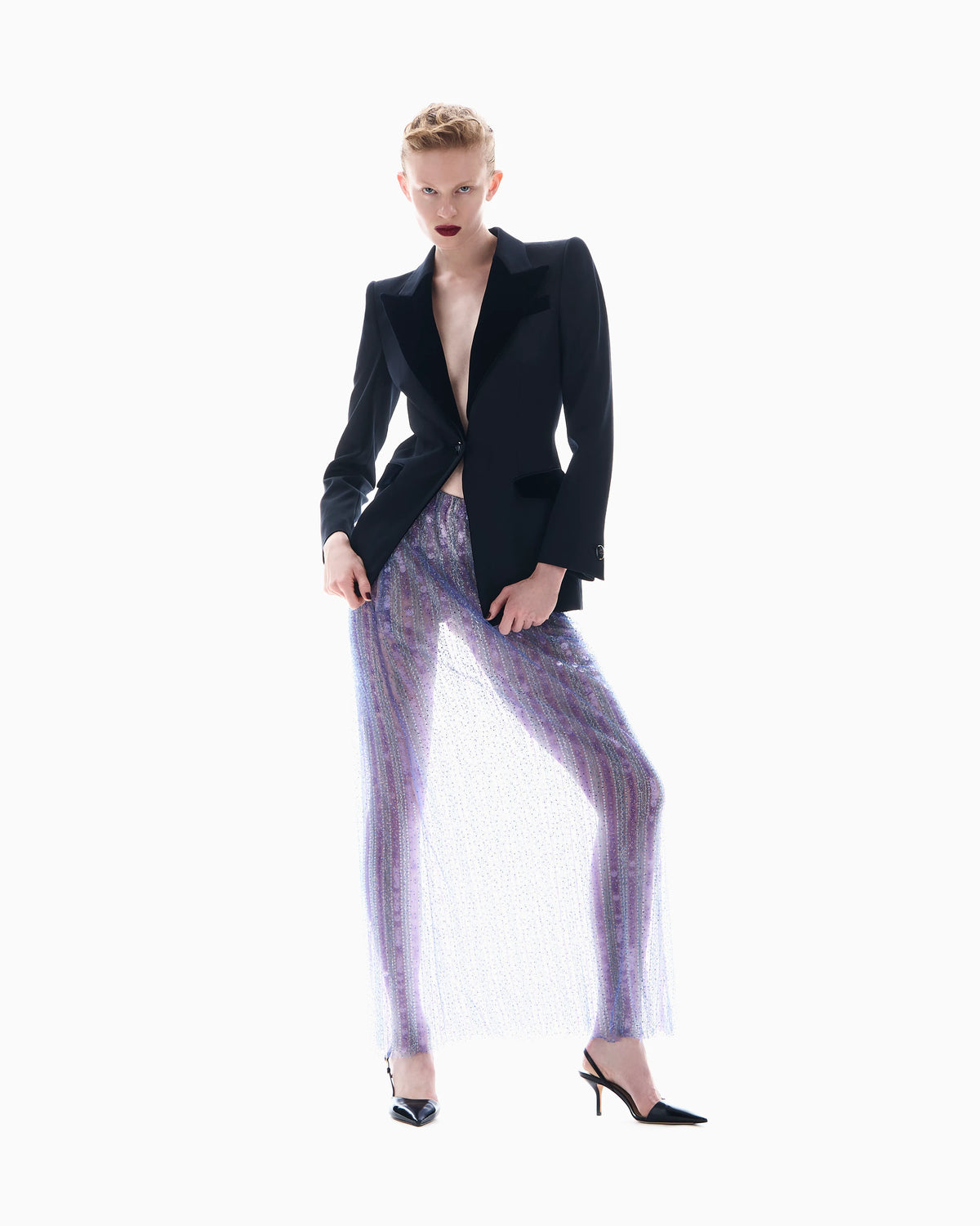 Long skirt with all-over embroidery