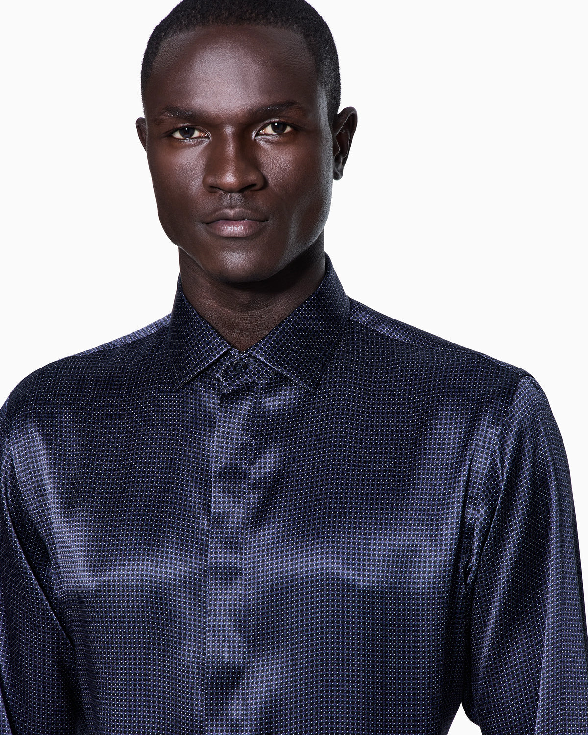 Regular fit silk shirt with geometric print