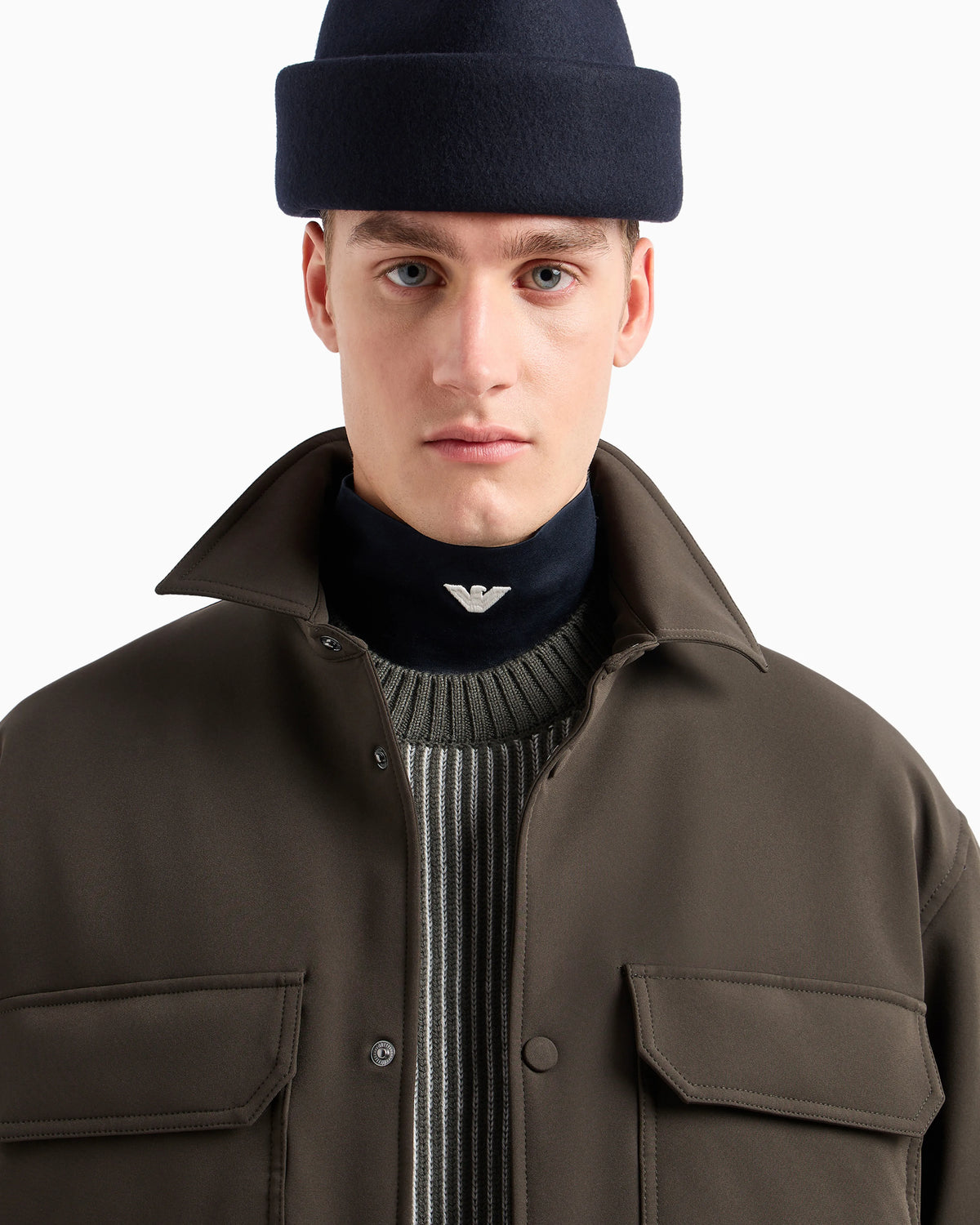 Soft nylon comfort-fit shirt jacket