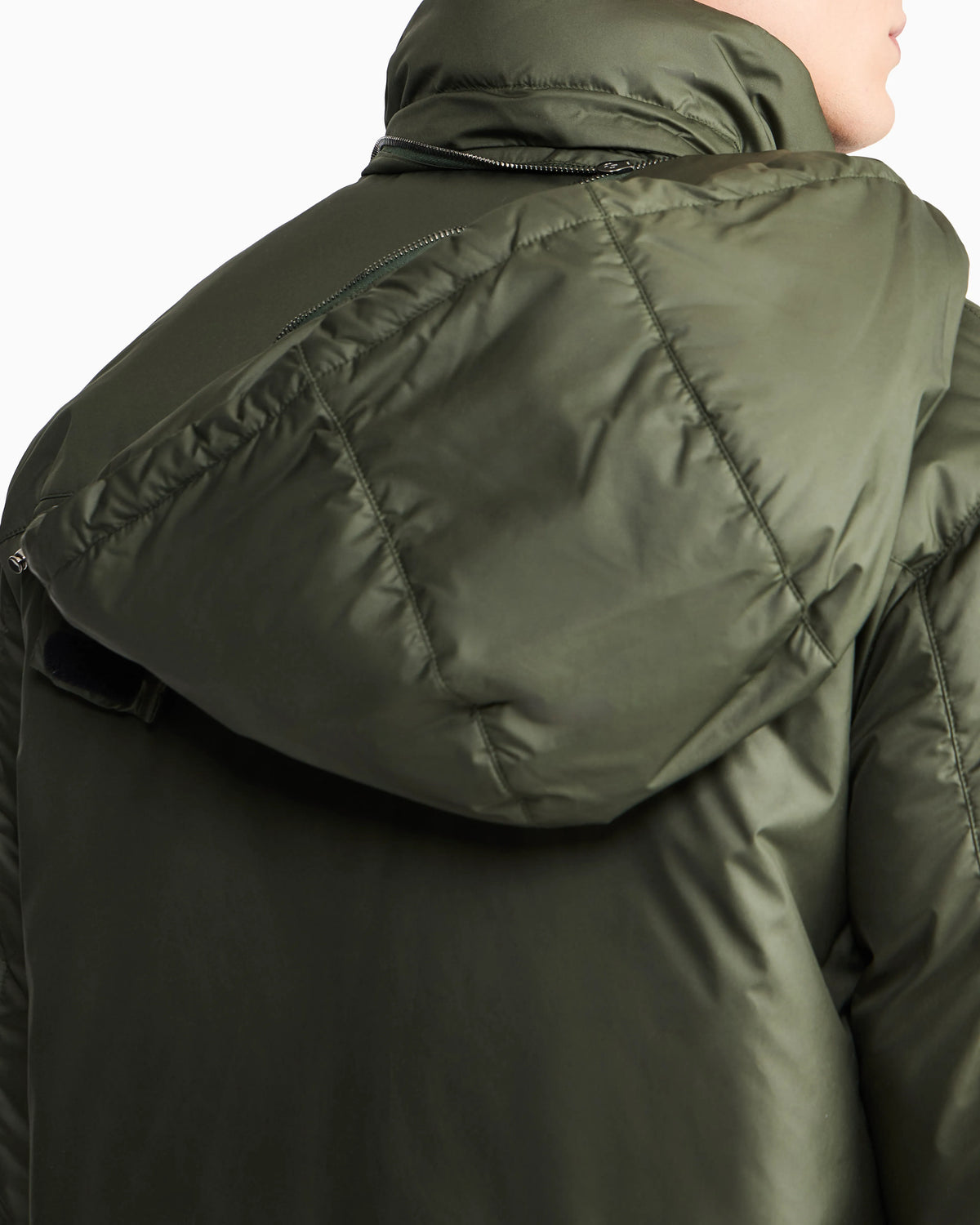 Hooded blouson with goose-down padding