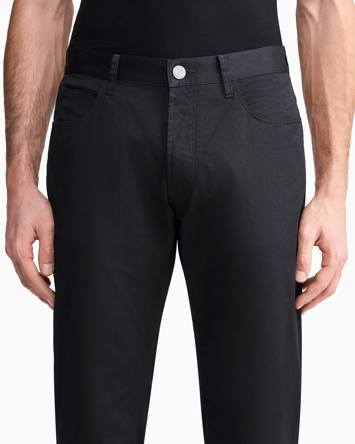Regular-fit, five-pocket trousers in stretch cotton
