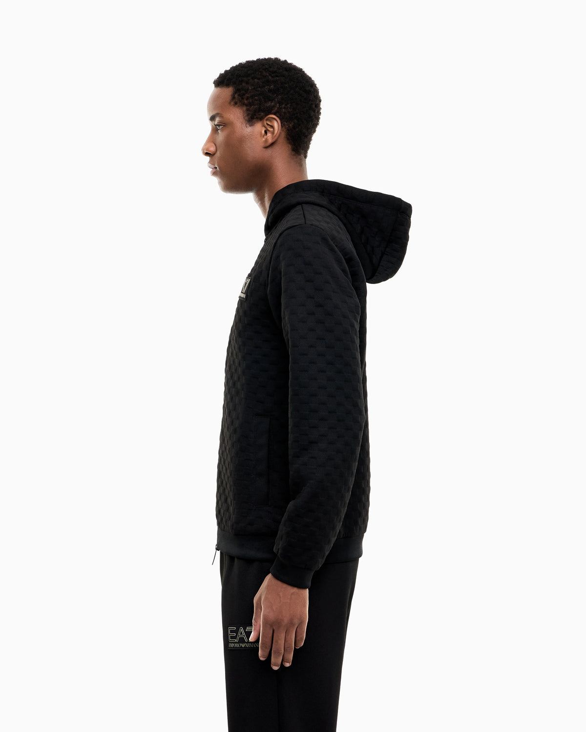 Hoodie Premium Label regular fit full-zip with rib details