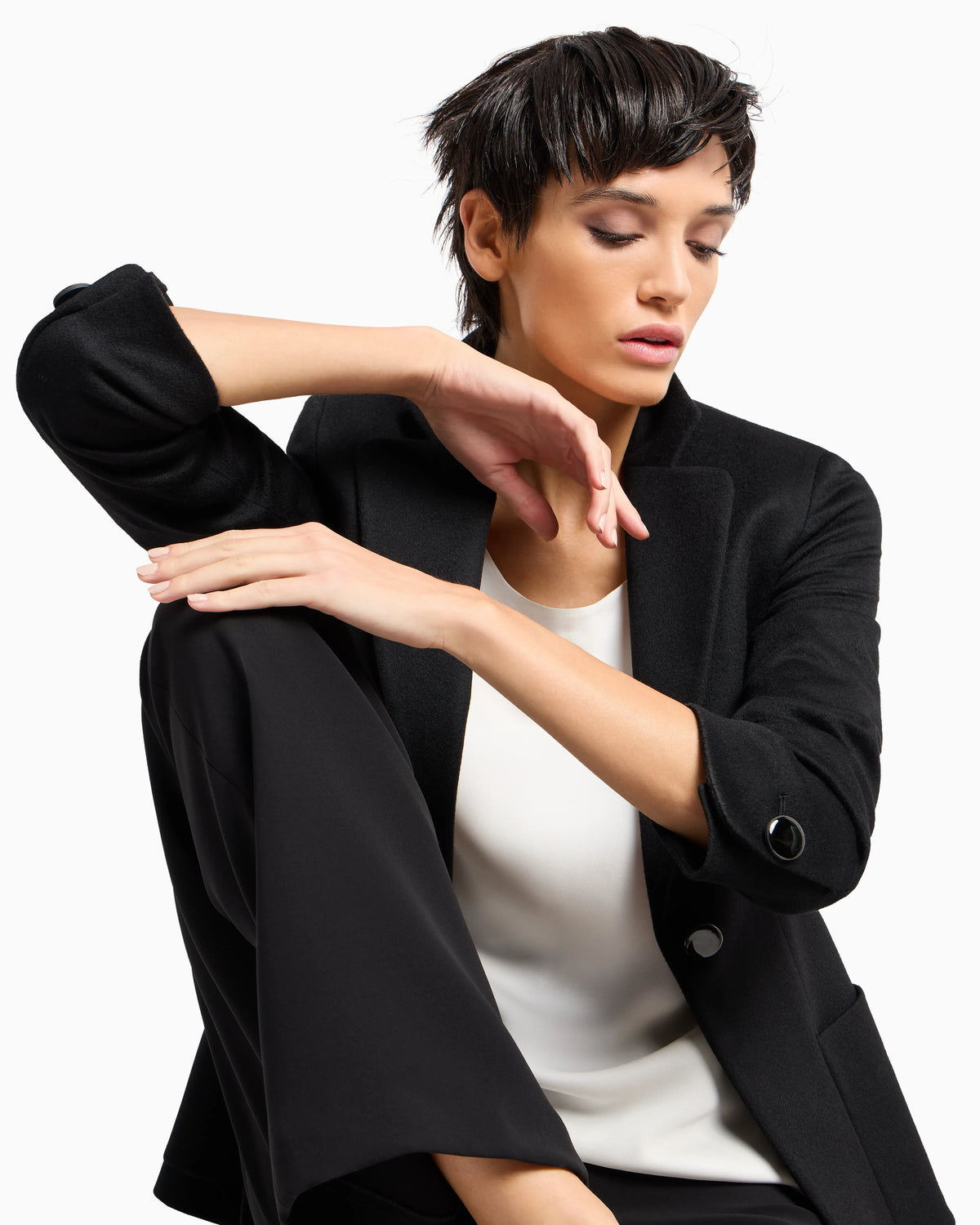 Straight-cut, silk-cady trousers