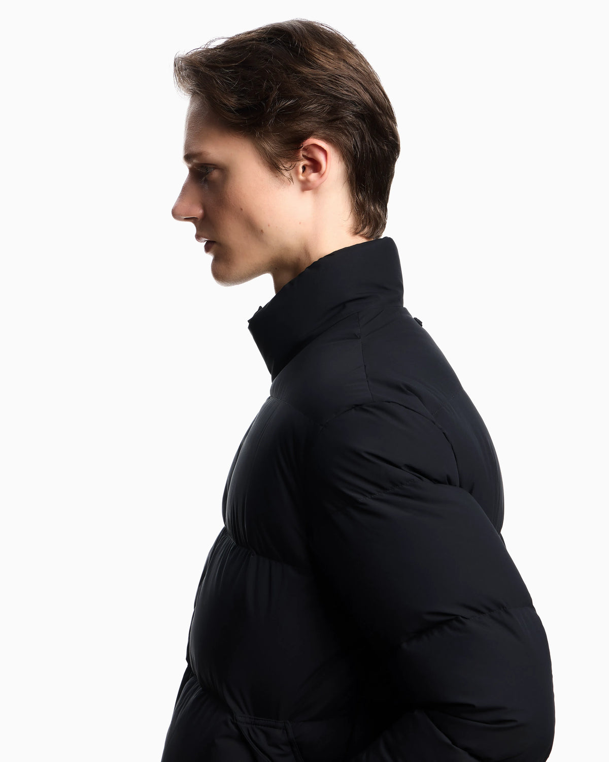 Quilted nylon, full-zip puffer jacket