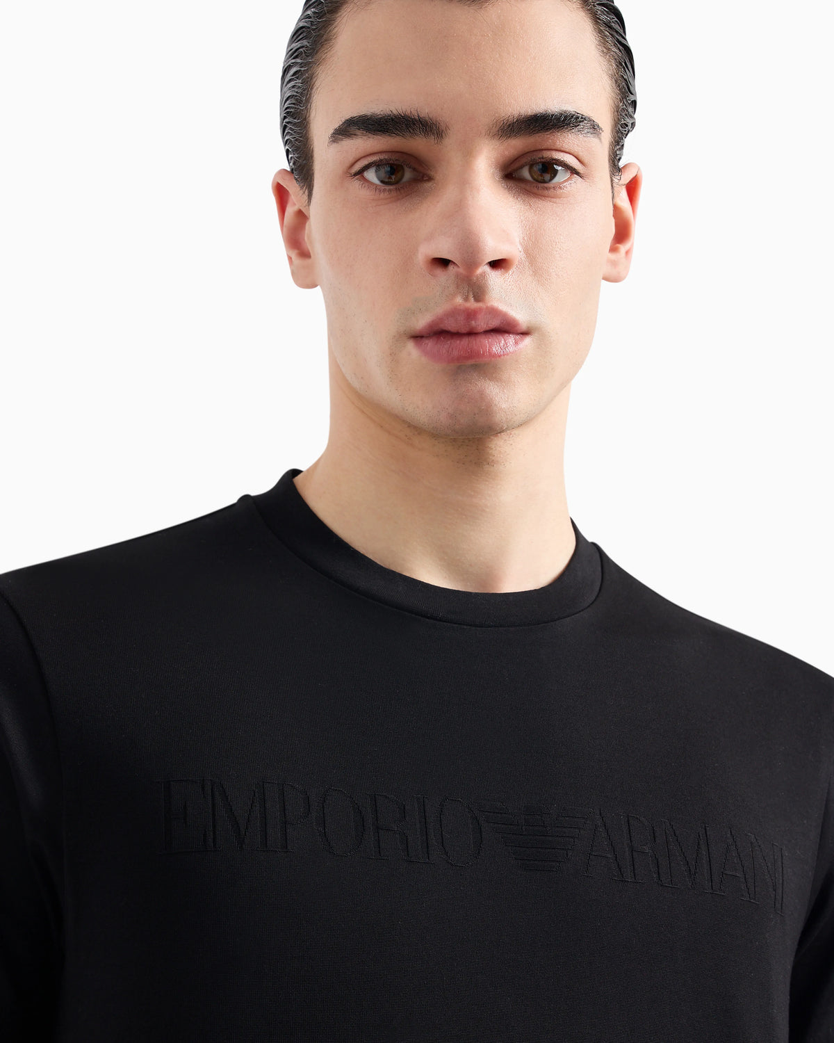 Jersey T-shirt with jacquard logo