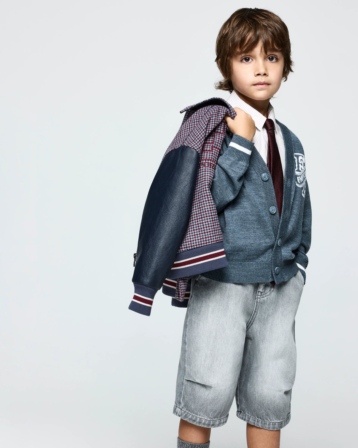 Poplin shirt with monochromatic eagle embroidery