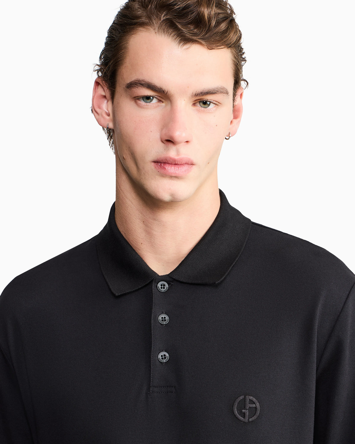 Slim fit polo in stretch cotton pique with logo