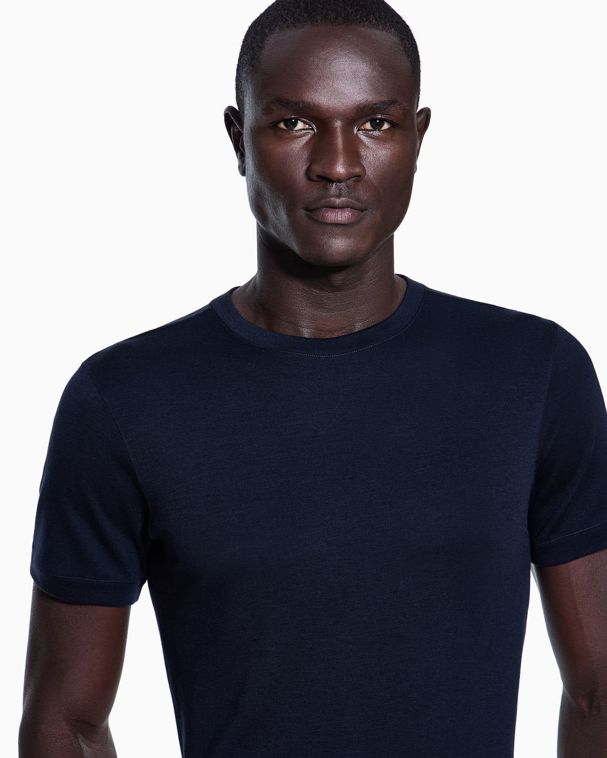 ASV crew-neck, short-sleeved jumper in cashmere interlock