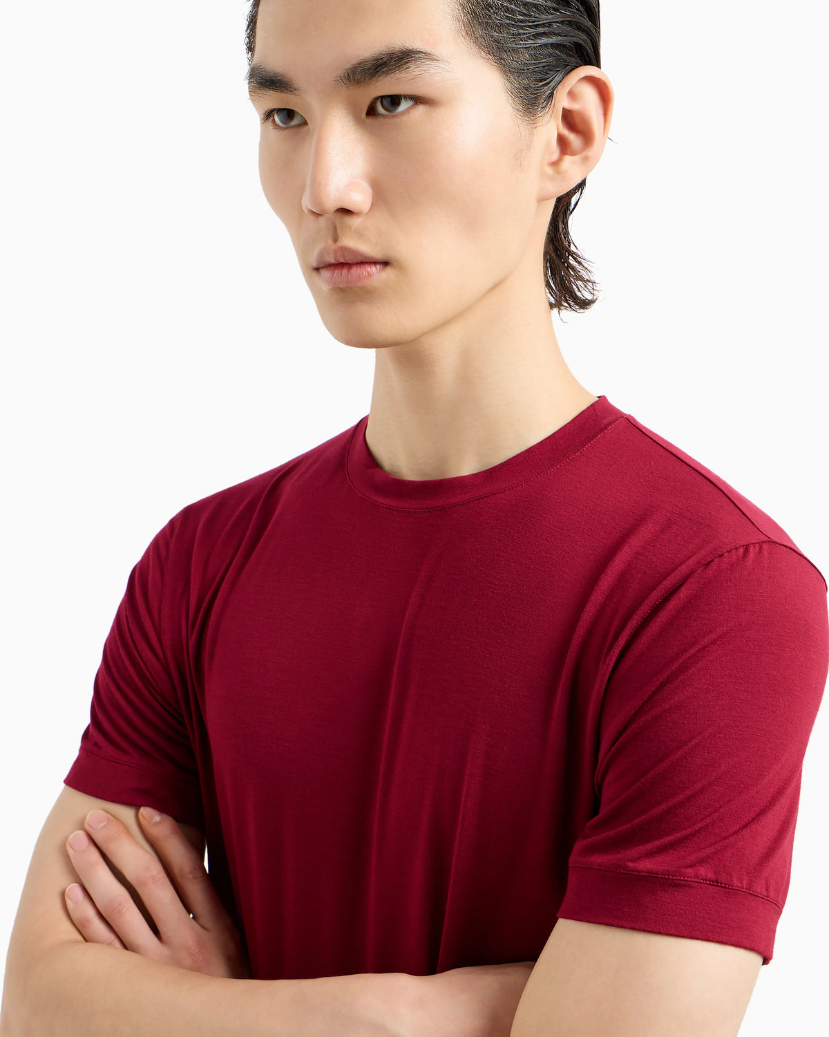 crew-neck T-shirt in stretch viscose jersey