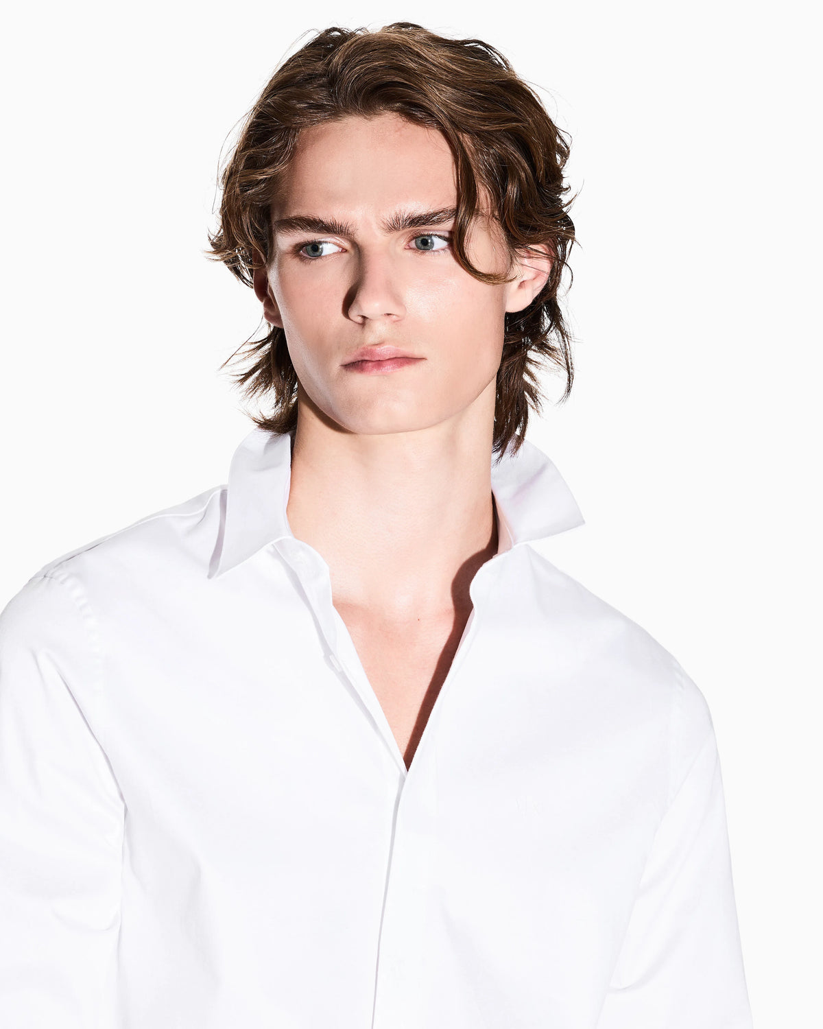 Slim-fit dress shirt in stretch cotton satin Essential