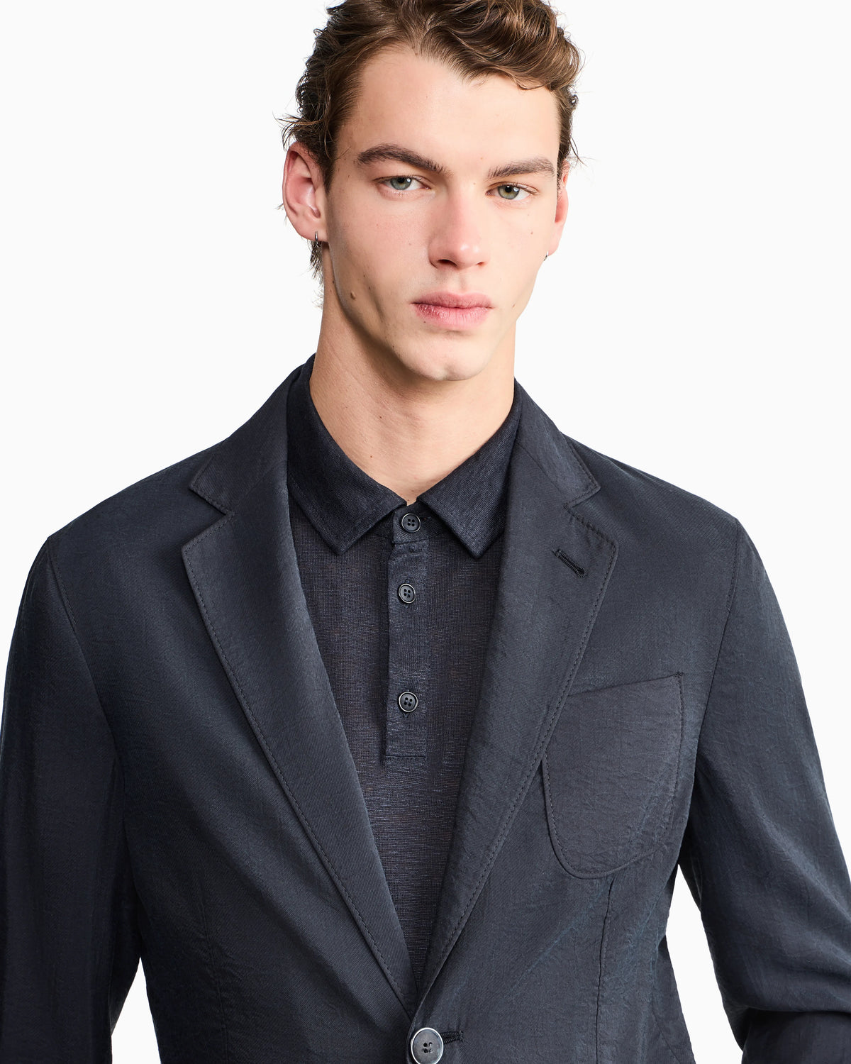 Upton Line single-breasted jacket in a silk-blend twill