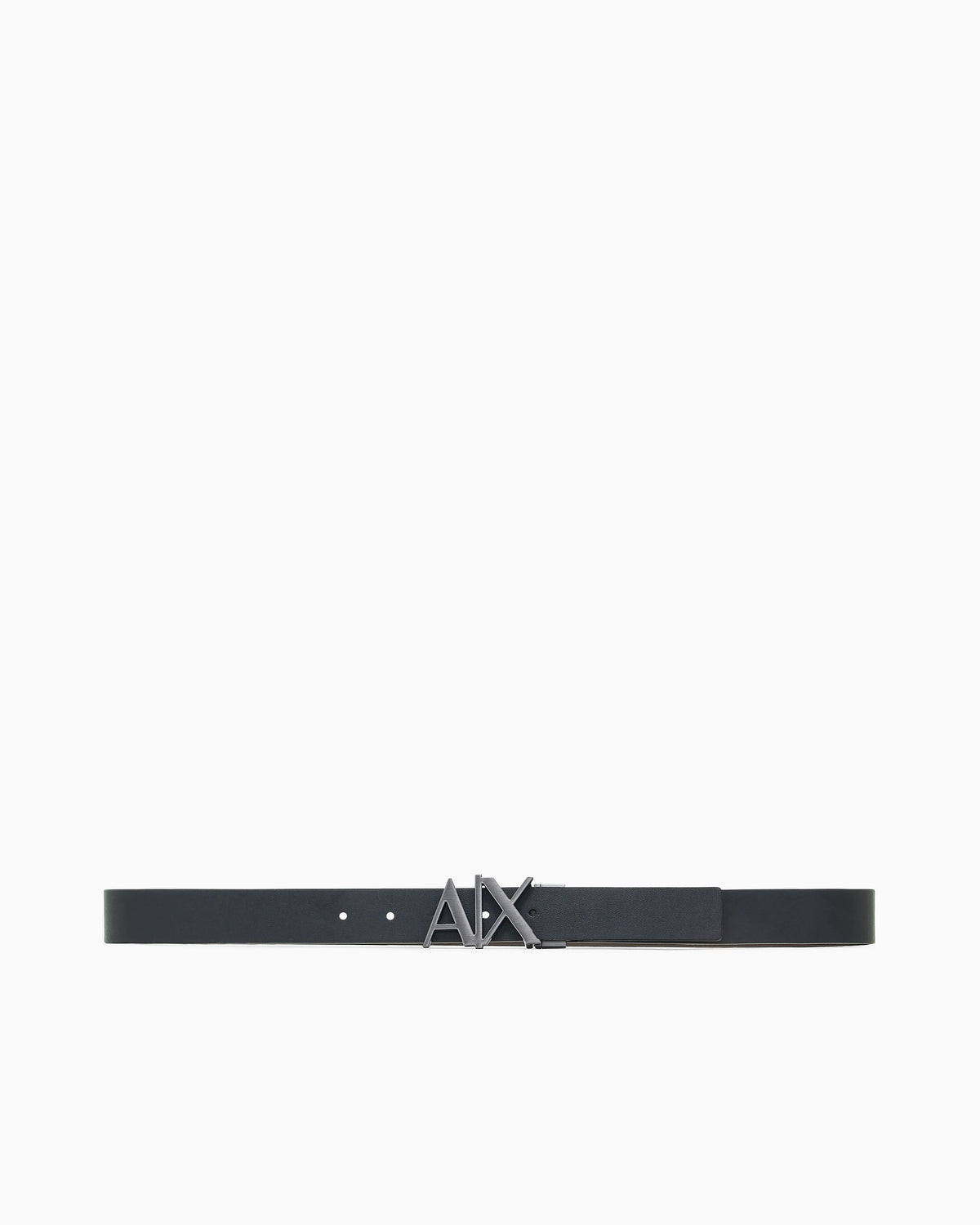 Leather belt with reversible plate buckle