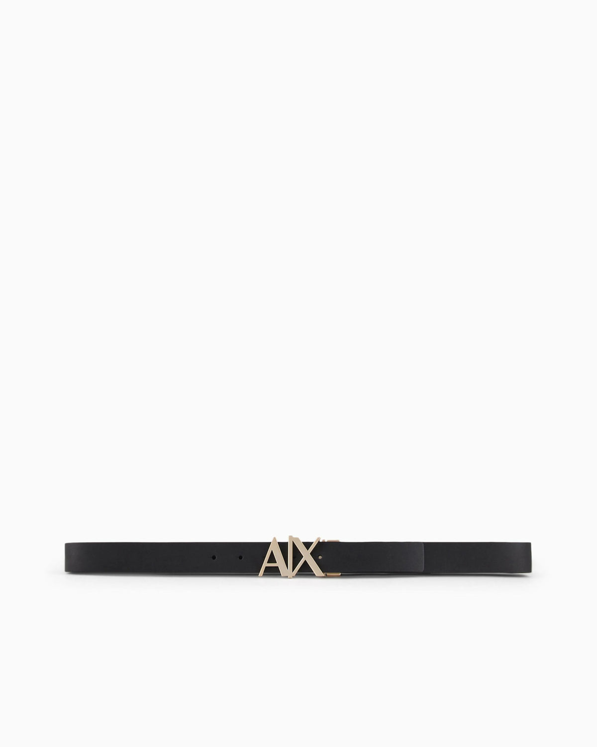 Leather belt with reversible plate buckle