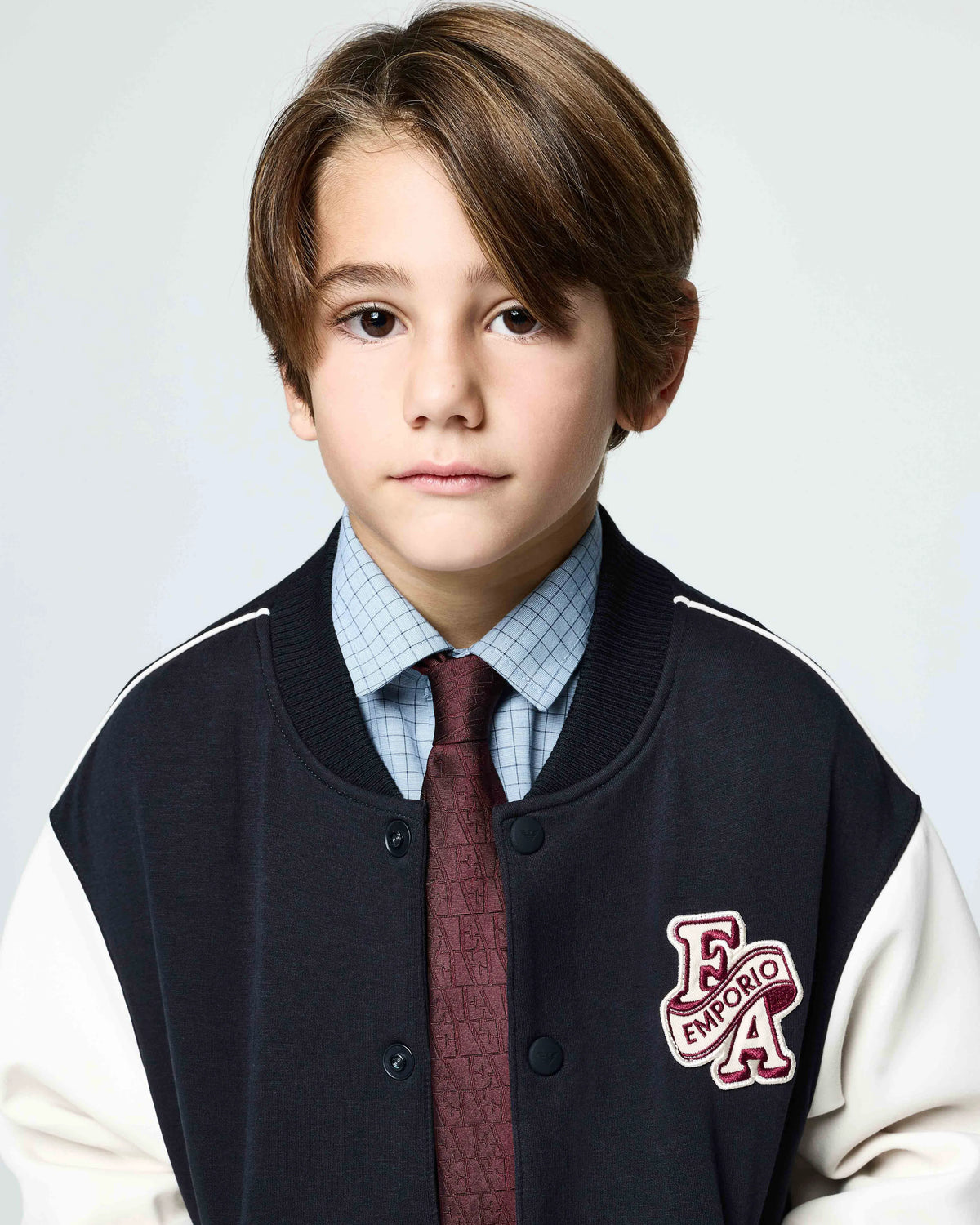 Double jersey varsity sweatshirt with contrasting sleeves