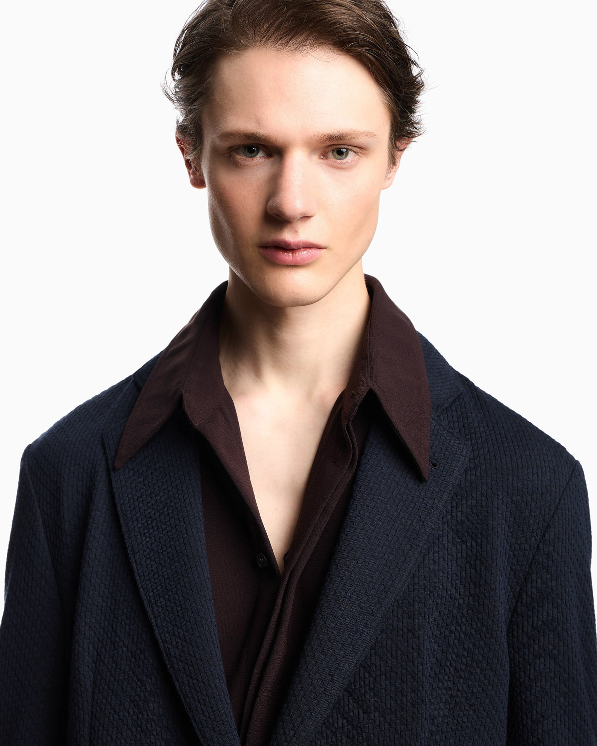 Single-breasted jacket in a jacquard double jersey knit