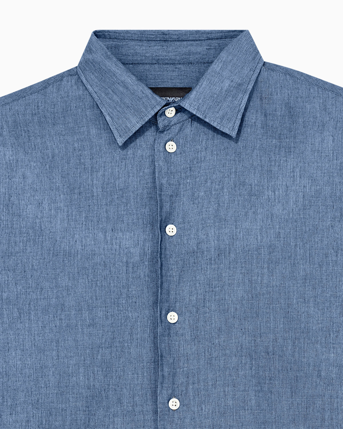 Denim-effect cotton chambray shirt with a classic collar
