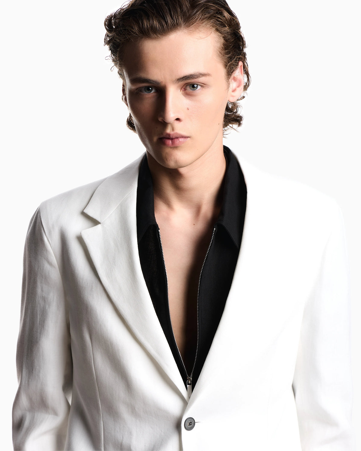 Pure linen single-breasted blazer