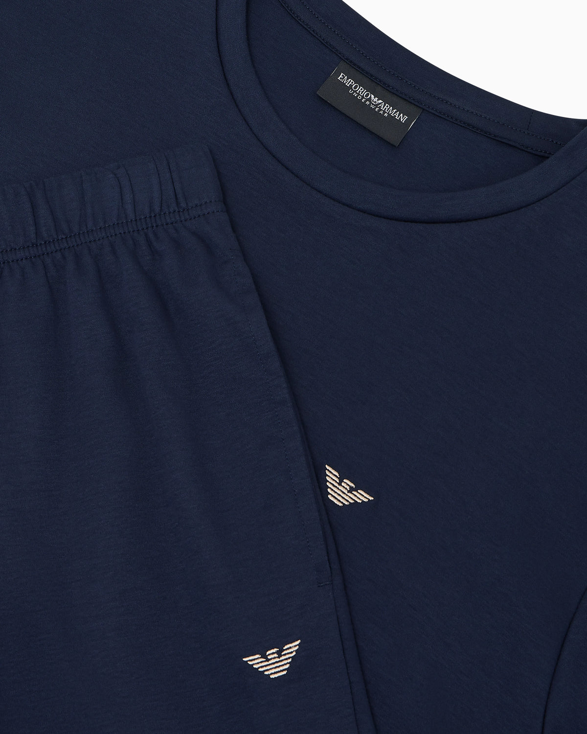 Cotton jersey pyjama set with crew neck T-shirt and shorts