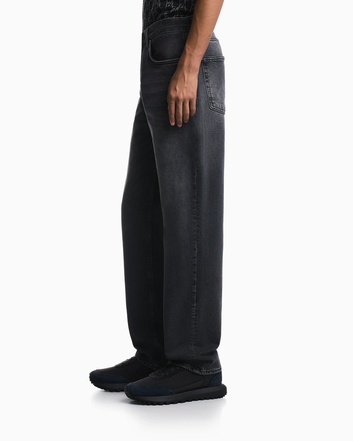 Regular fit five-pocket cotton denim jeans with fading