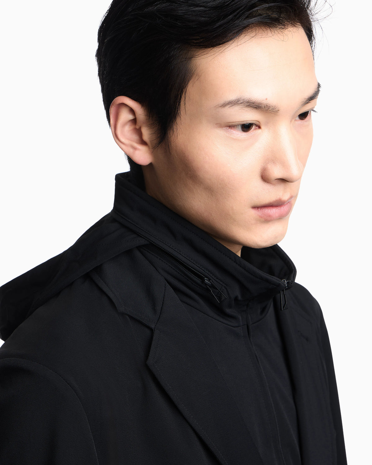 Stretch-nylon twill blazer with detachable inner panel