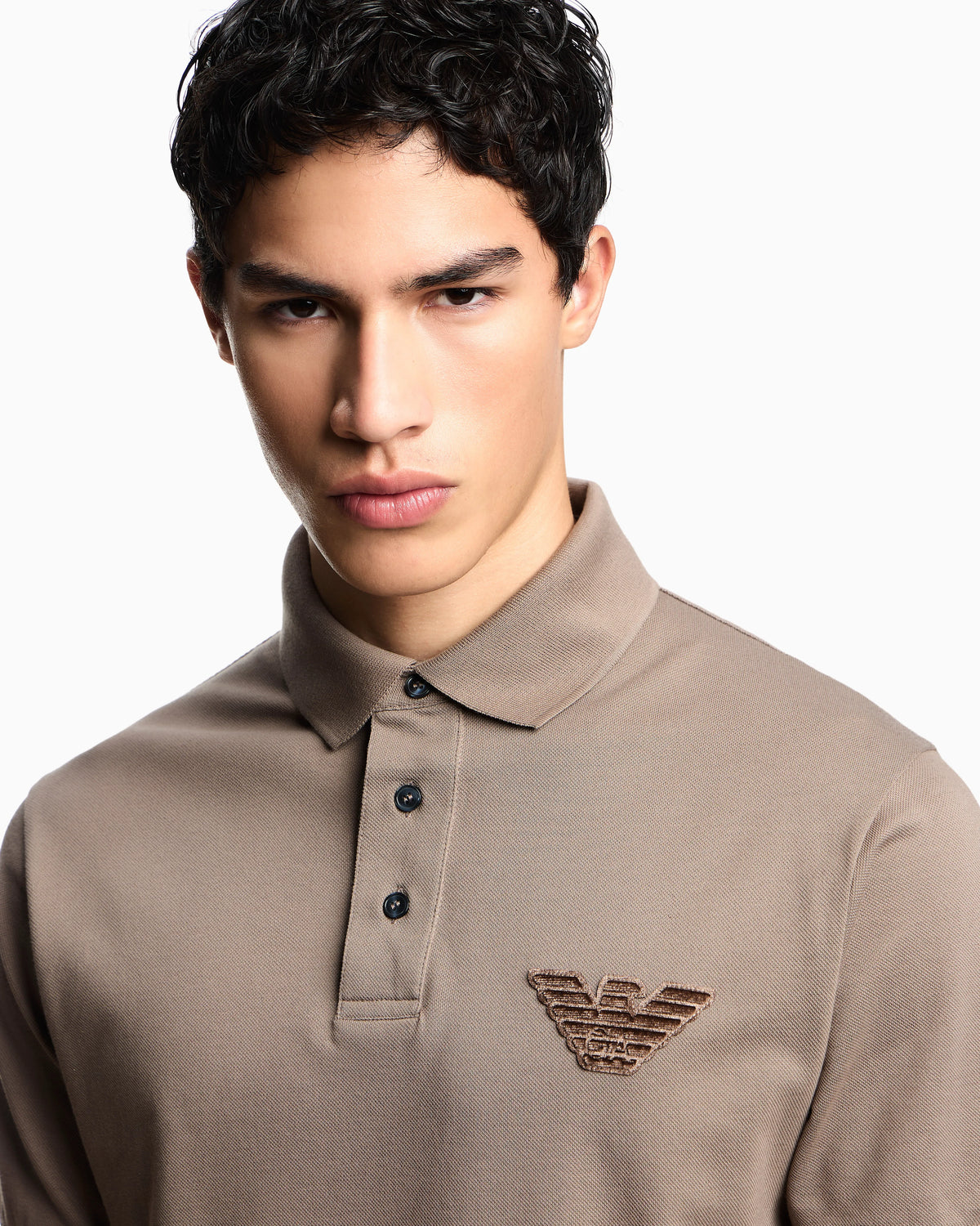 Piqué jersey polo shirt with eagle patch