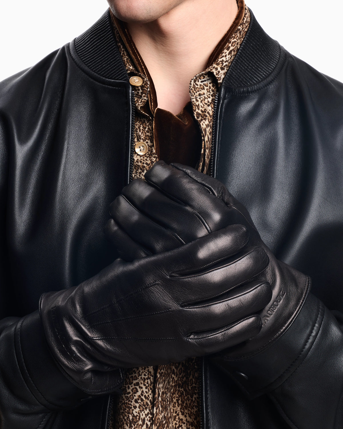 Lambskin nappa leather gloves with baguette detail