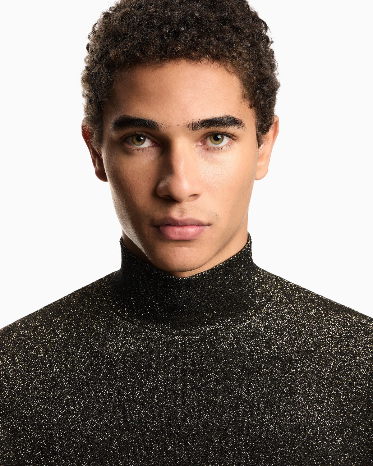 Lurex jersey mock-neck jumper