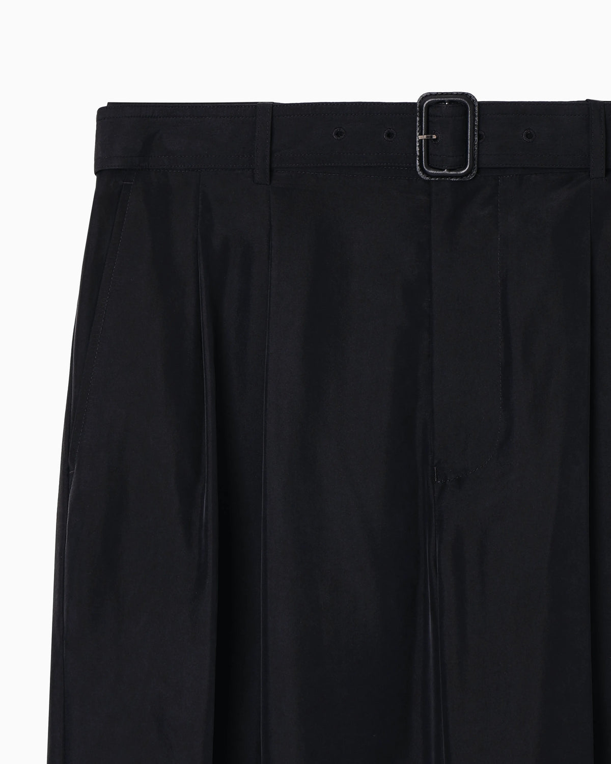 Pure washed silk habutai belted trousers
