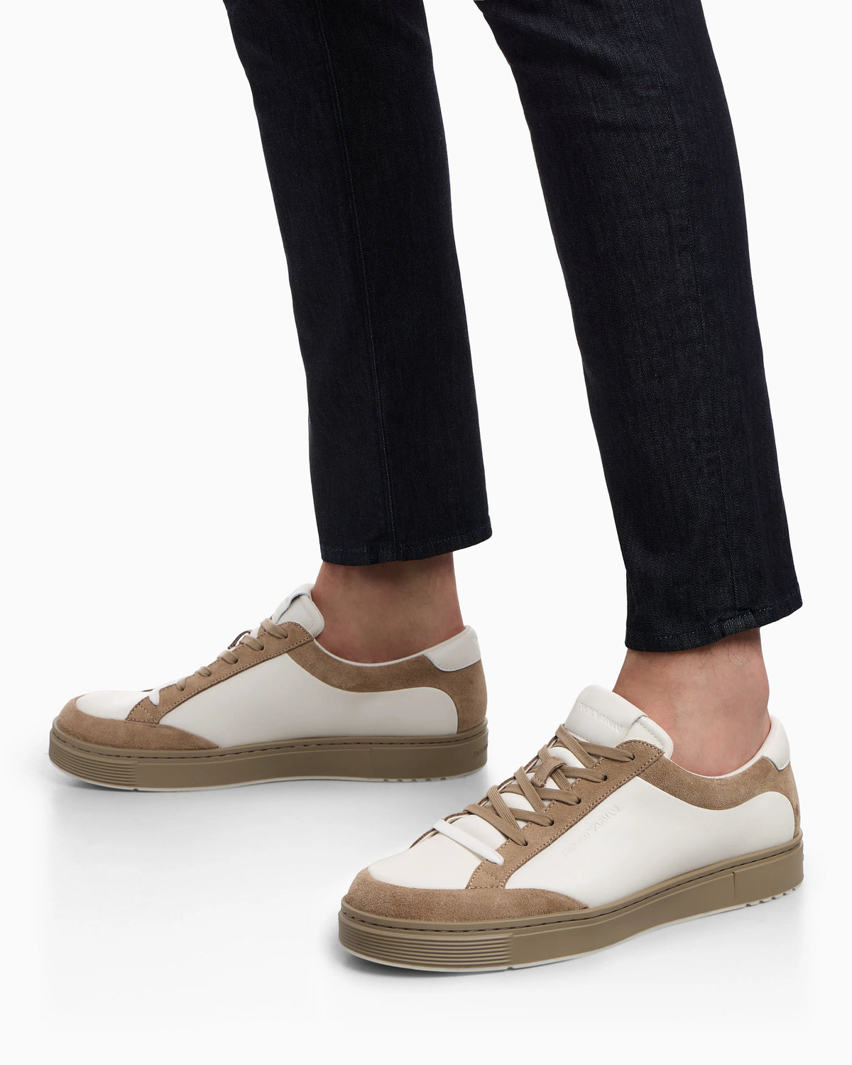 Leather sneakers with suede details