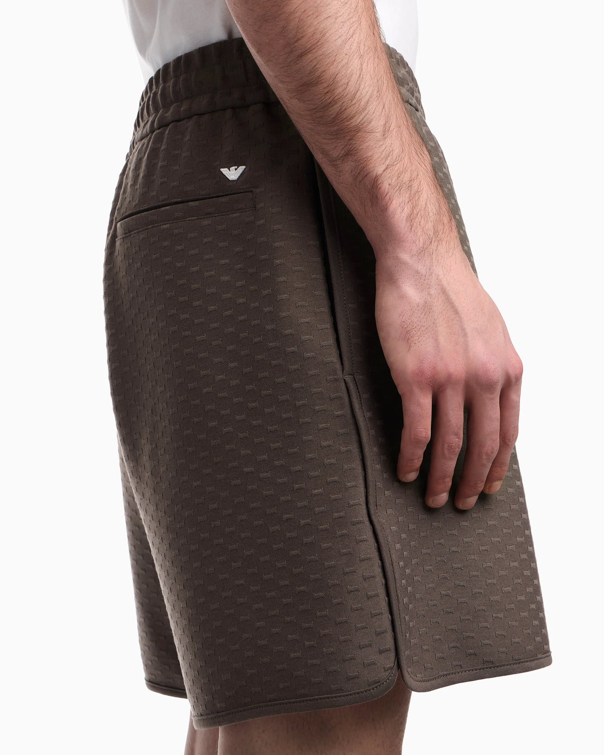 Shorts in all-over micro eagle jacquard jersey