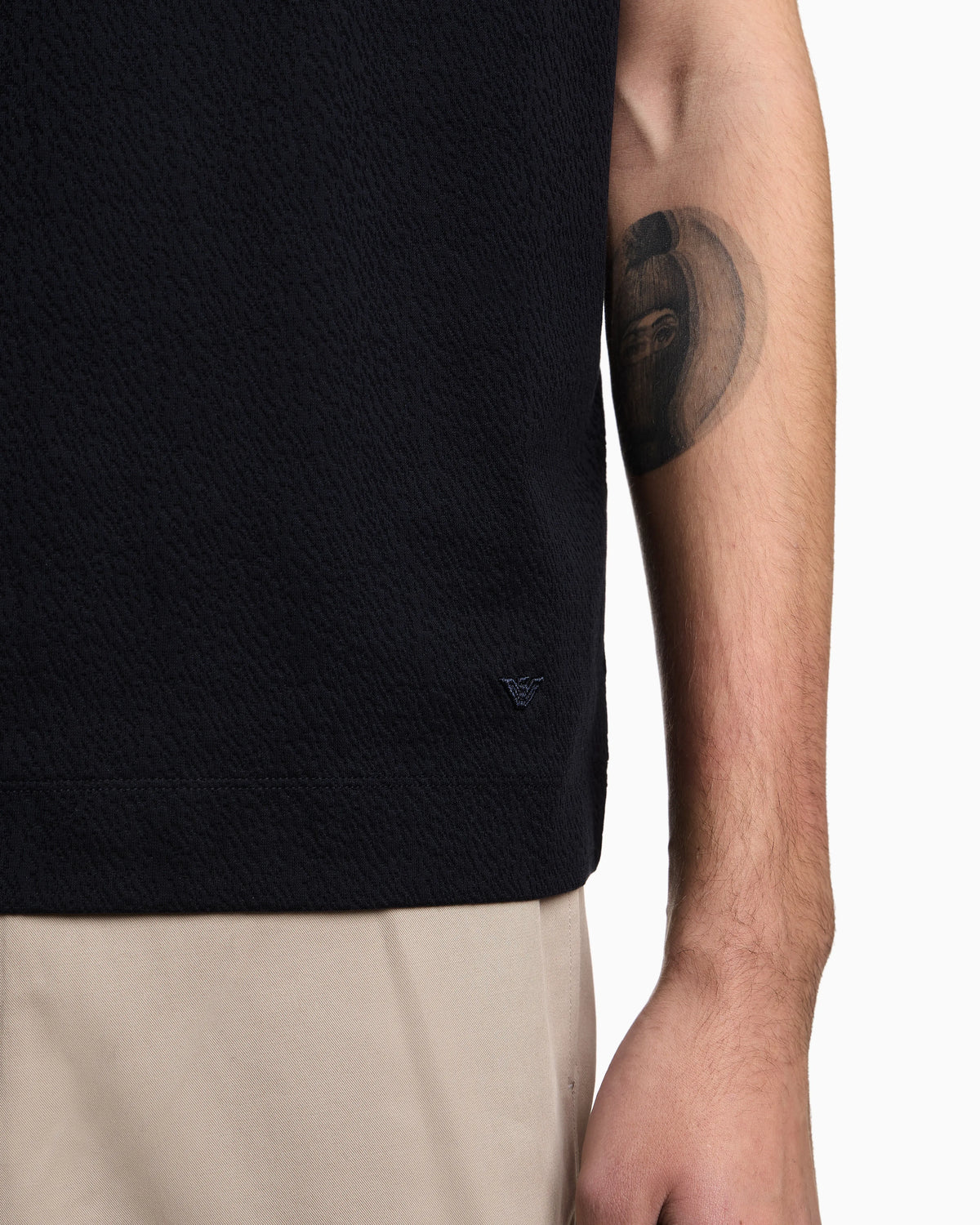 Intarsia-effect jacquard jersey T-shirt