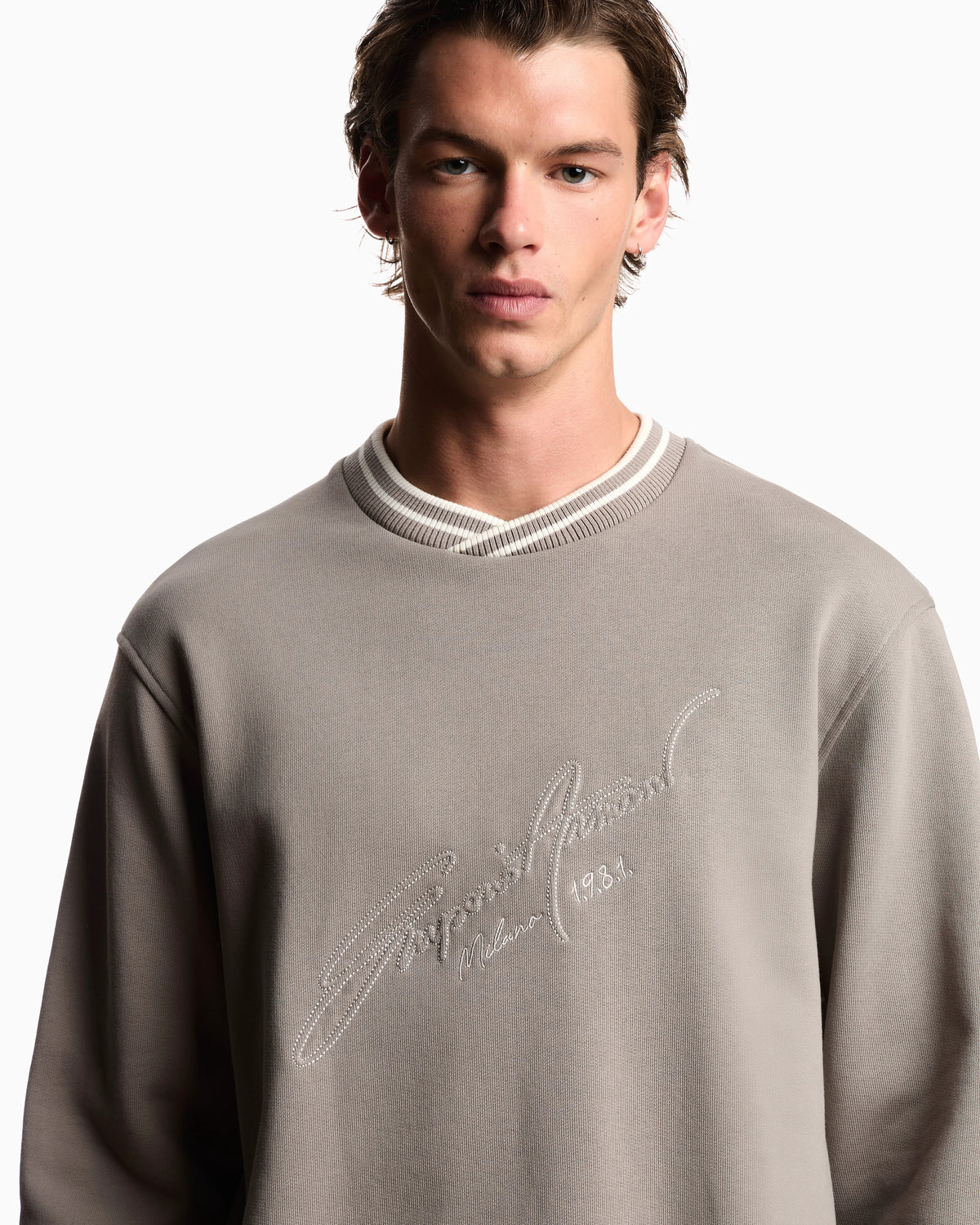 French terry jersey sweatshirt with embroidered signature logo