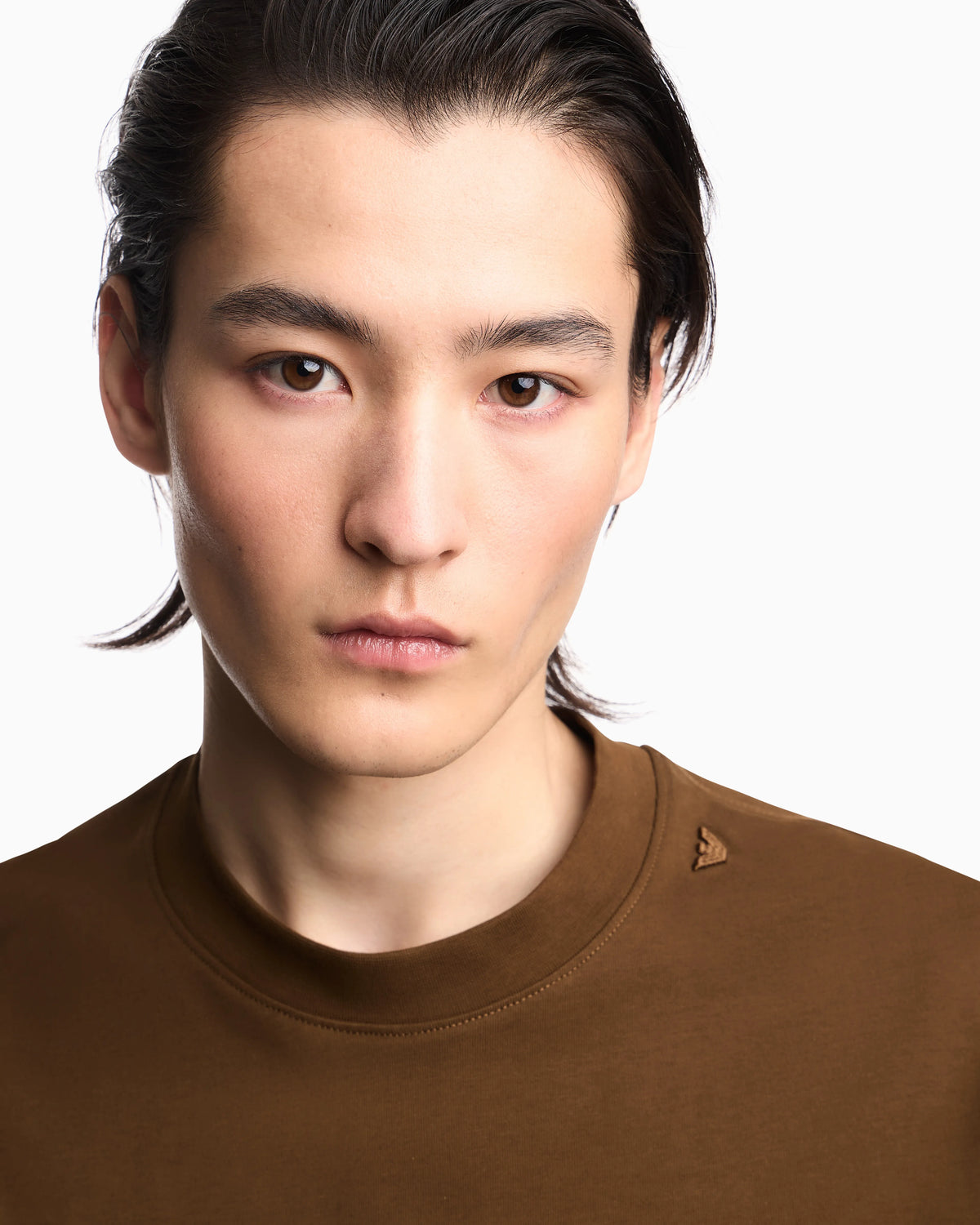 Oversized heavy jersey T-shirt with micro eagle embroidery