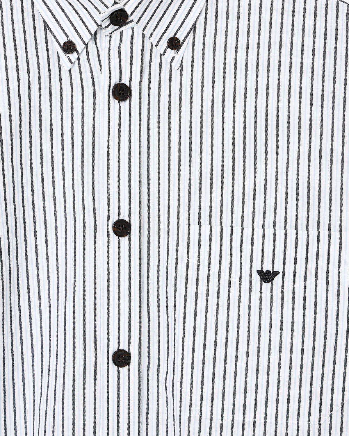 Striped yarn-dyed fabric button-down shirt