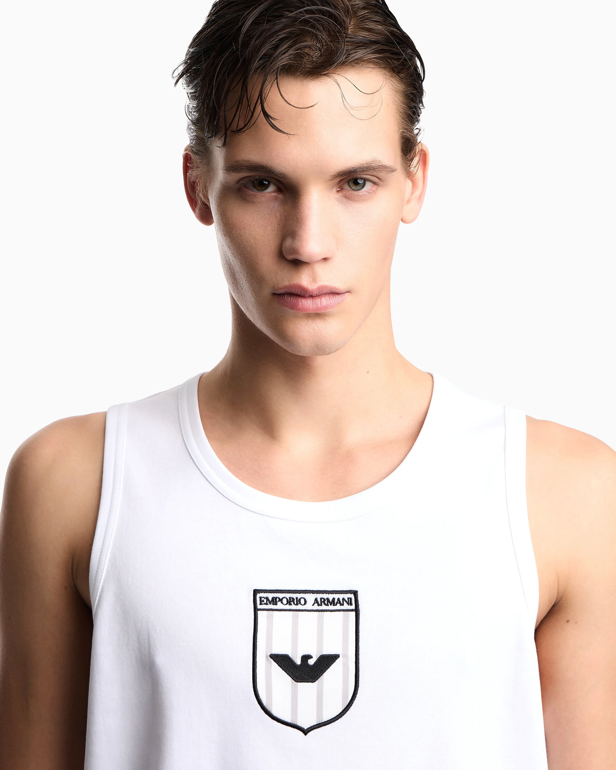 Icon interlock jersey tank top with embroidery