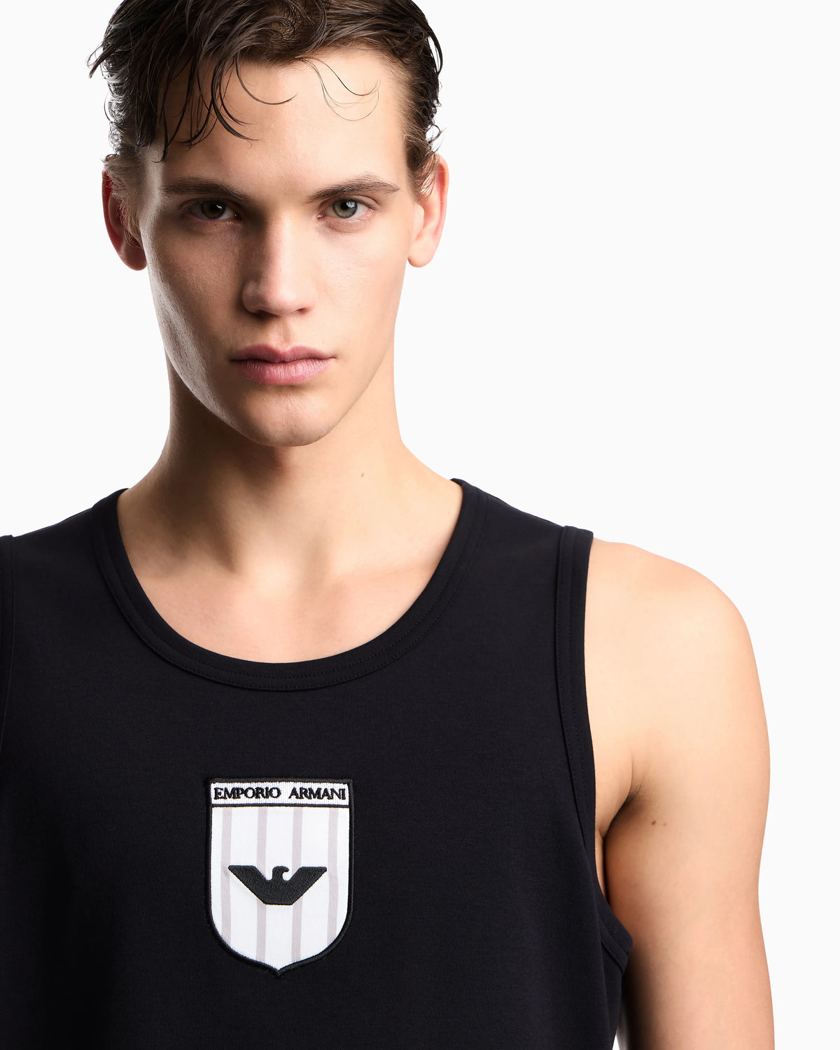 Icon interlock jersey tank top with embroidery