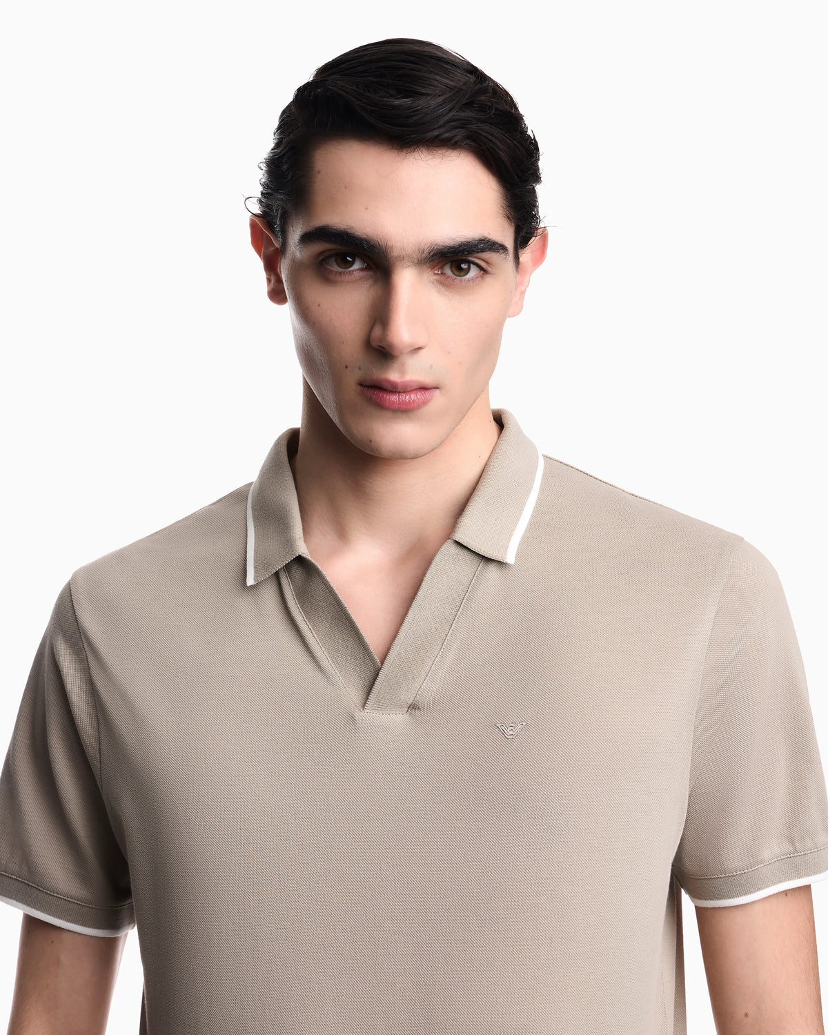 V-neck piqué polo shirt