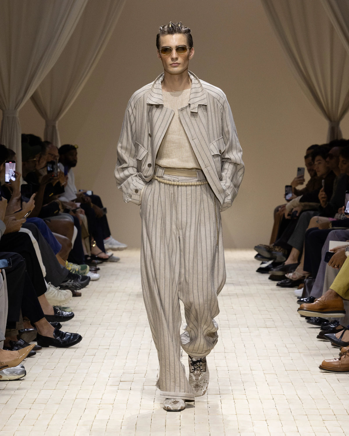 Cold-dyed canneté fabric blouson