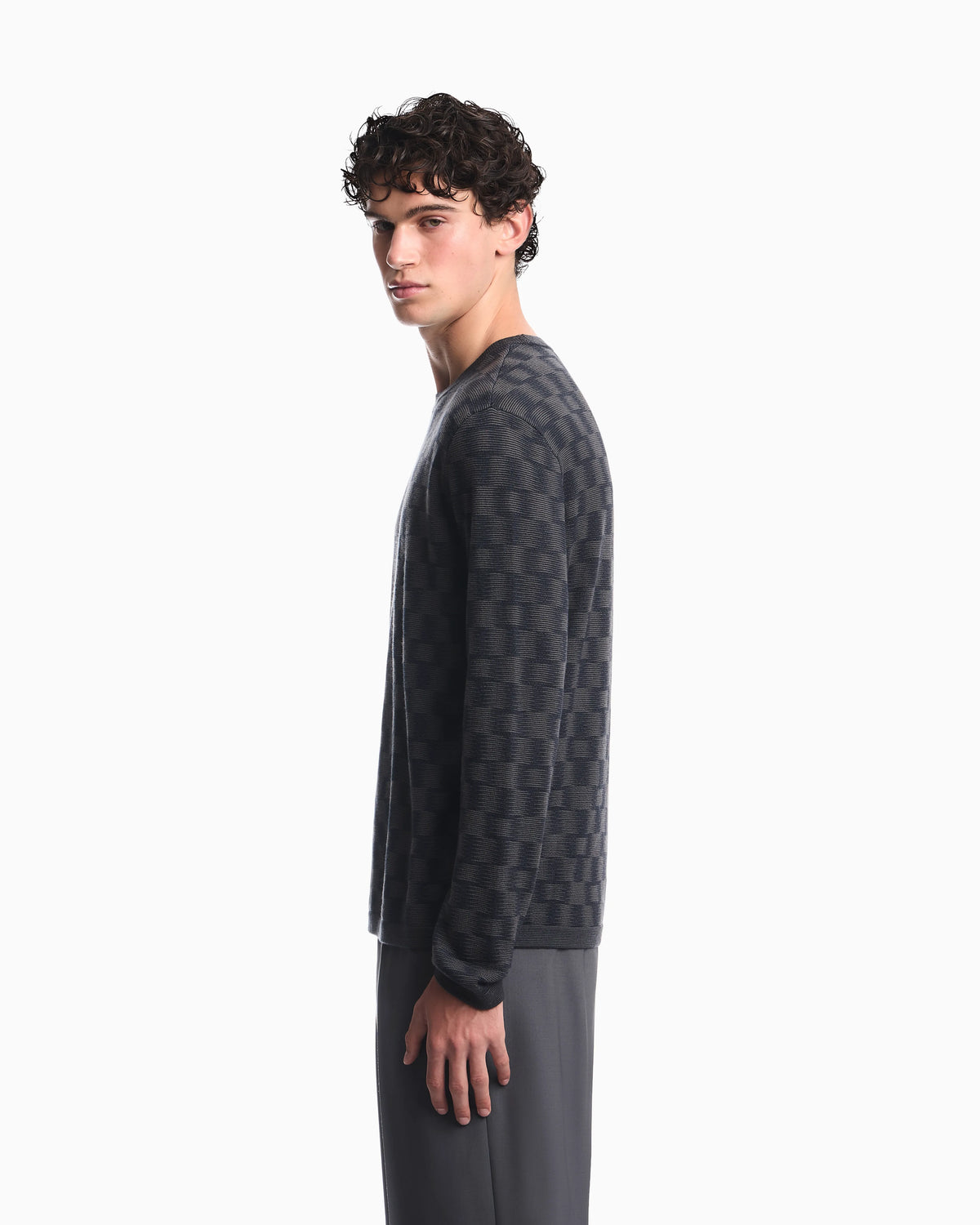 Pattern-knit virgin wool jumper Signature Capsule
