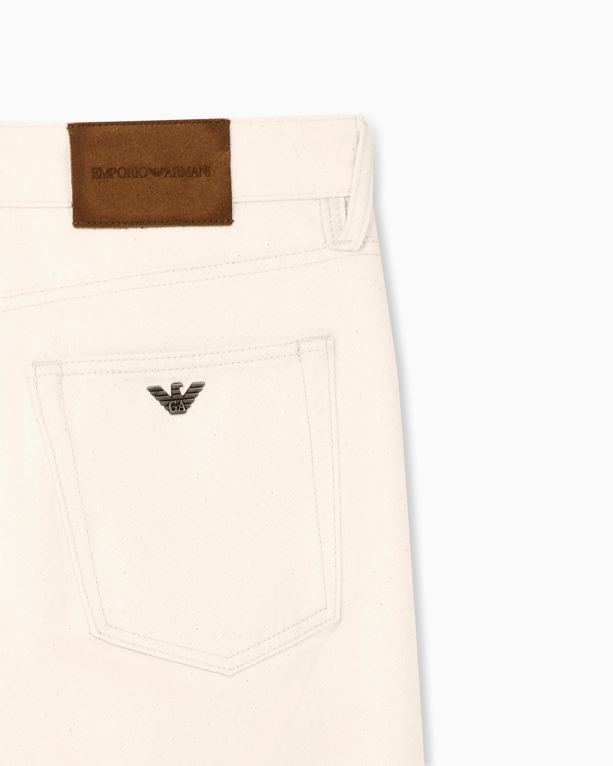 Five-pocket cotton denim jeans with a zip and leather patch