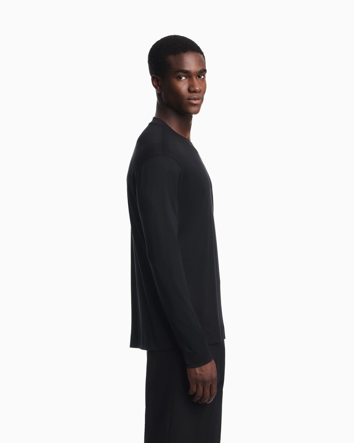Modal jersey shirt with embroidered logo on neckline