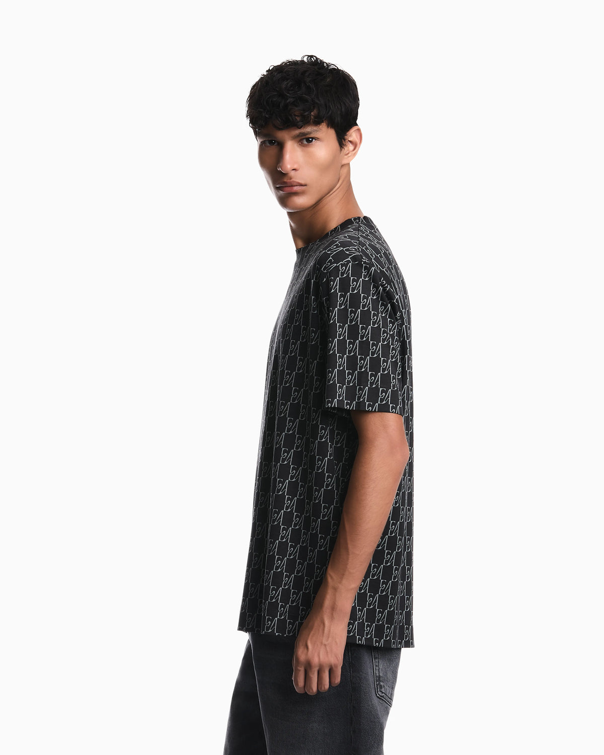 Jersey T-shirt in lyocell blend with all-over logo print