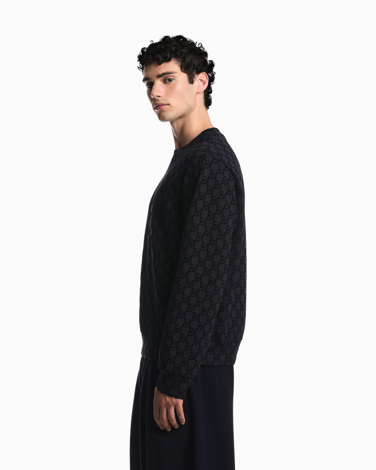 Double jersey sweatshirt with all-over logo print