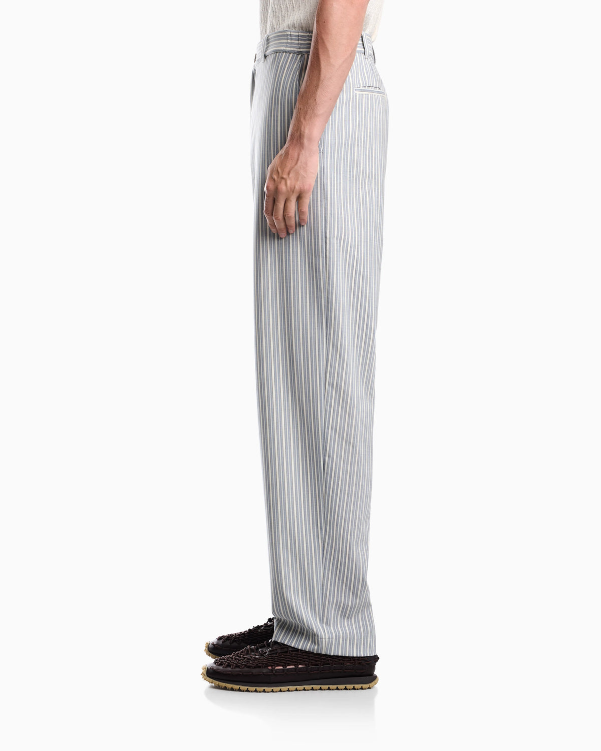 Straight-leg striped trousers in stretch virgin wool