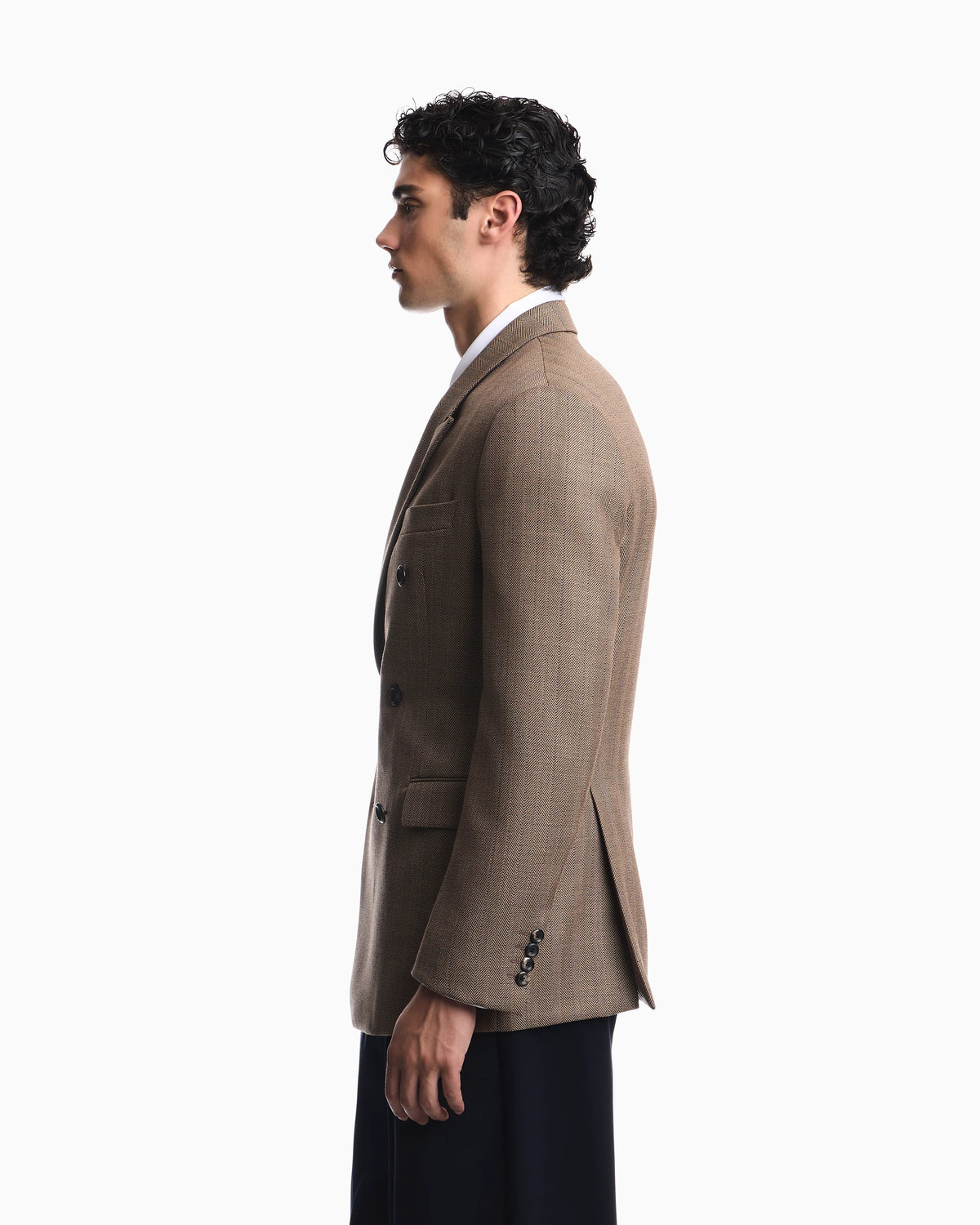 Lined blazer in herringbone virgin wool